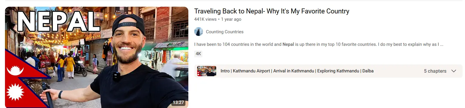 video by youtube channel @CountingCountries about Nepal
